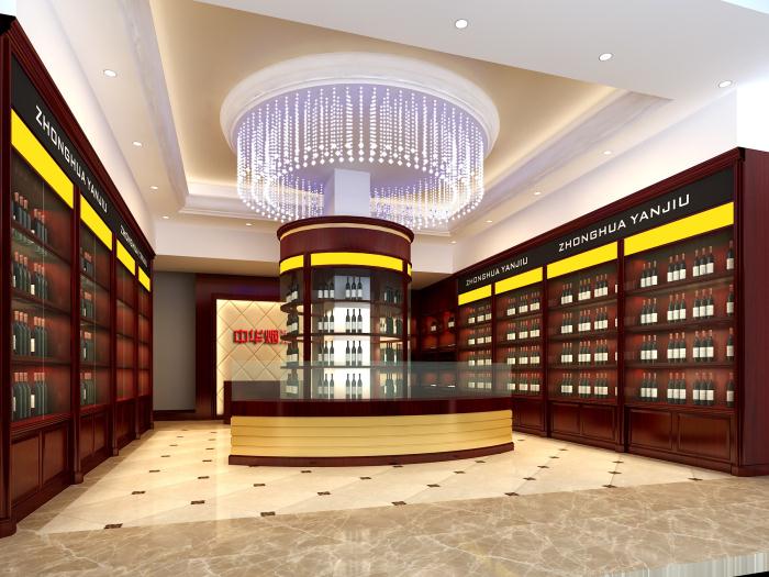 烟酒茶展柜效果图