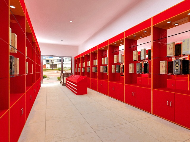 烟酒茶展柜效果图